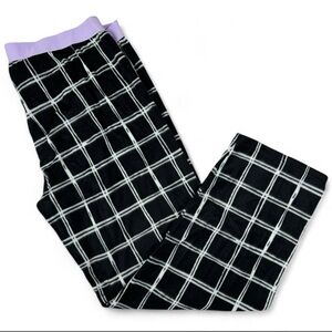 June & Daisy Black White Plaid Fleece Pajama Lounge Pants Womens NWOT